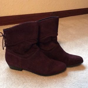 Suede wine booties